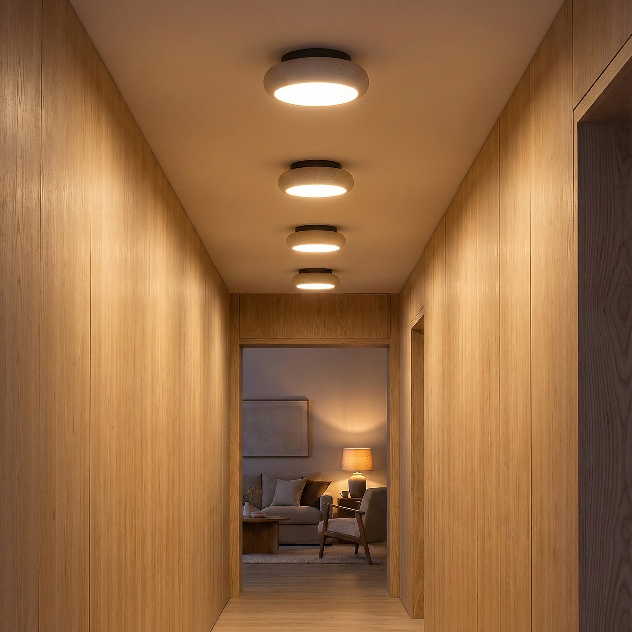 LumaStone Graceful Softly Curved Flush Mount Ceiling Light Fixture | Temsk