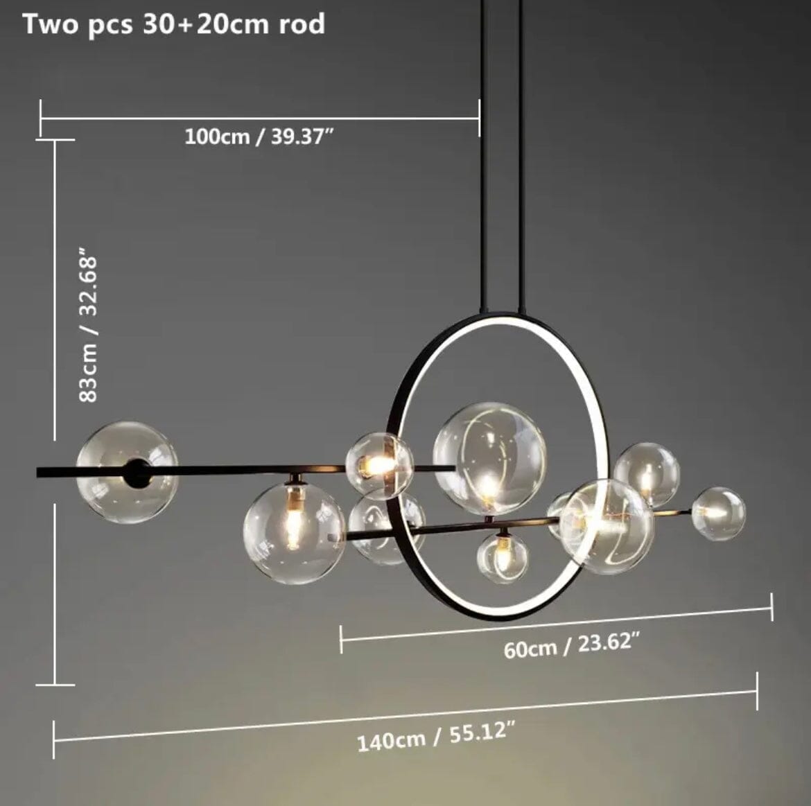 Aurelia Glass Chandelier By LumeCraft With Aluminum Frame And Hand Blown Glass | Temsk