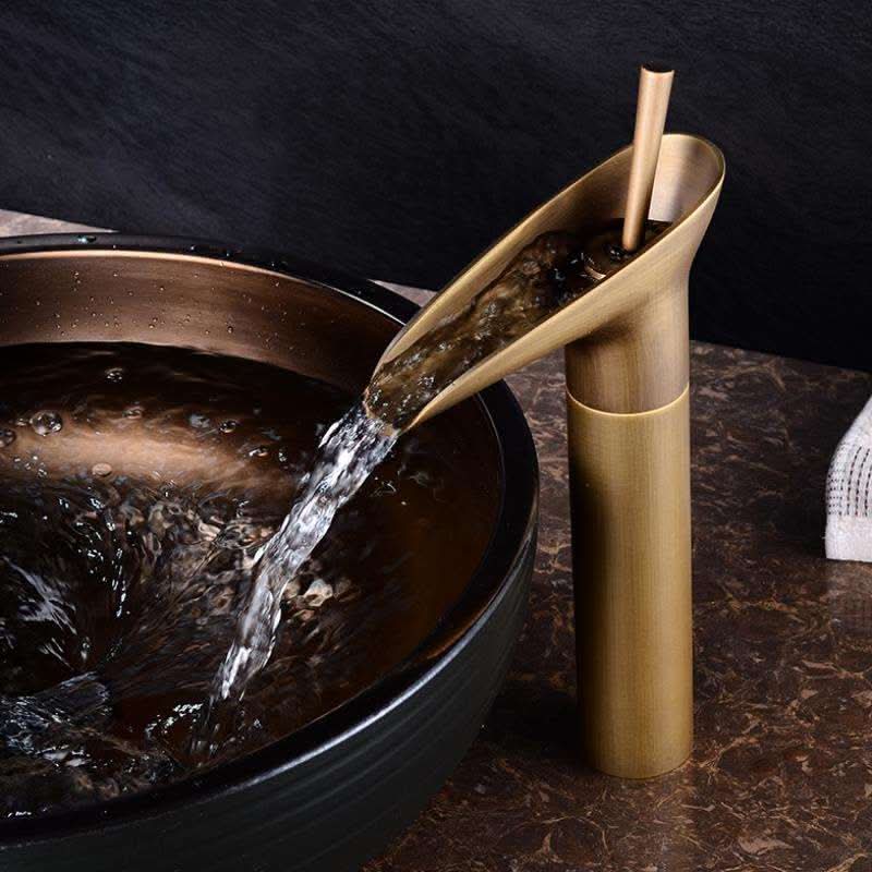 Bronze Haven Antique Waterfall Basin Faucet In Brass | Temsk