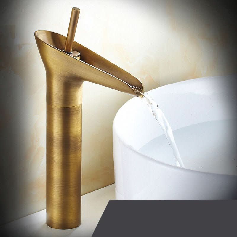 Bronze Haven Antique Waterfall Basin Faucet In Brass | Temsk