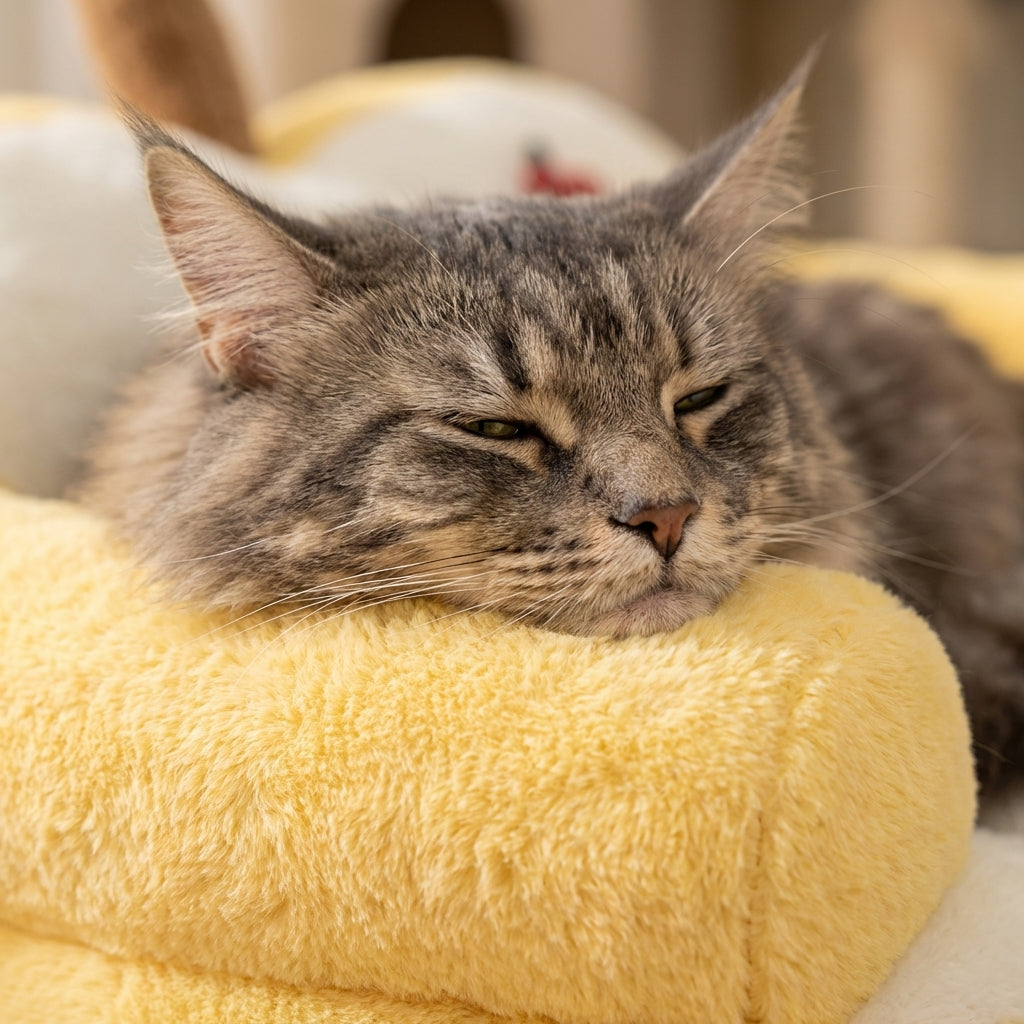 Apple Shaped Cat Sofa Bed With Rabbit Fur Plush Removable Cover | Temsk