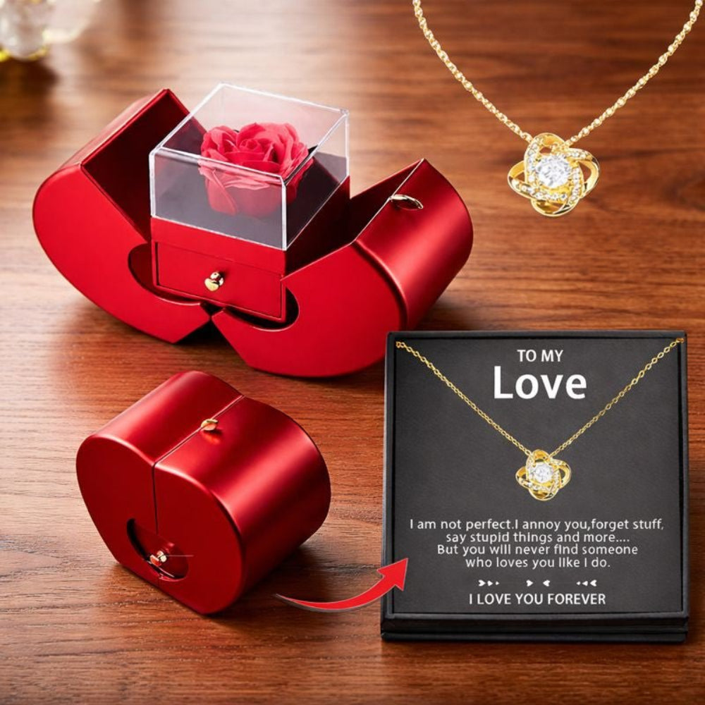 Apple Shaped Jewelry Box With Rose Soap Flower Gift Case | Temsk