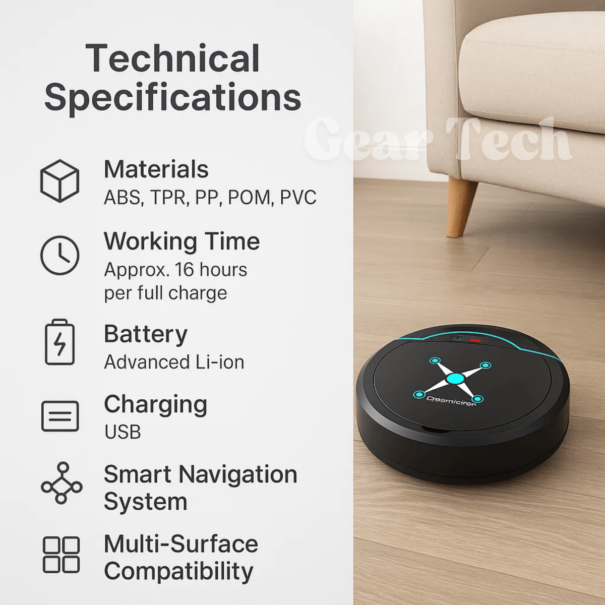 NovaSweep chytrý robotický vysavač s inteligentní navigací a funkcí mopování | Temsk