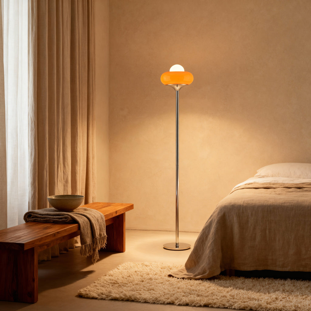 NovaLumen Stylish Modern Glass Standing Floor Lamp With Warm Ambiance | Temsk