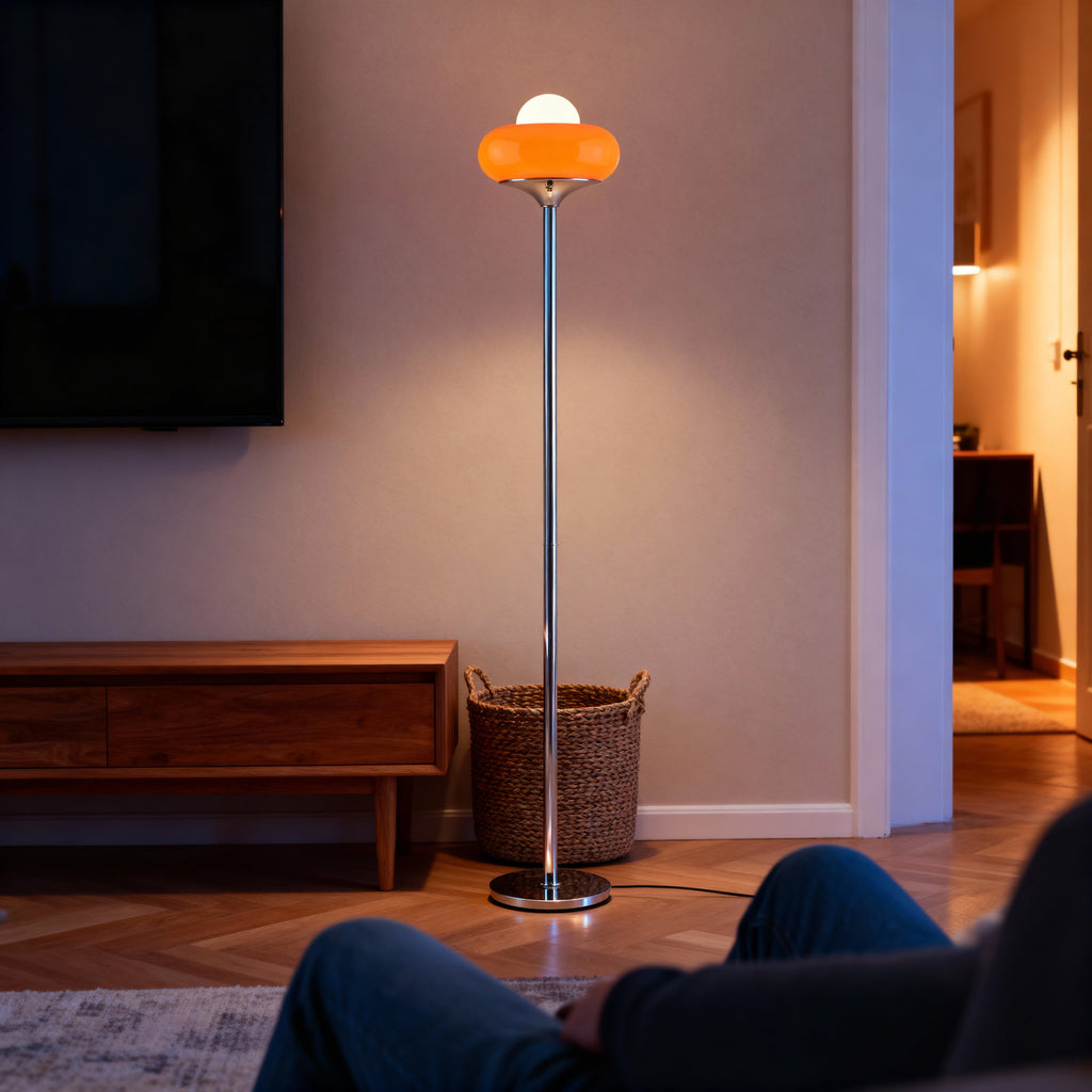 NovaLumen Stylish Modern Glass Standing Floor Lamp With Warm Ambiance | Temsk