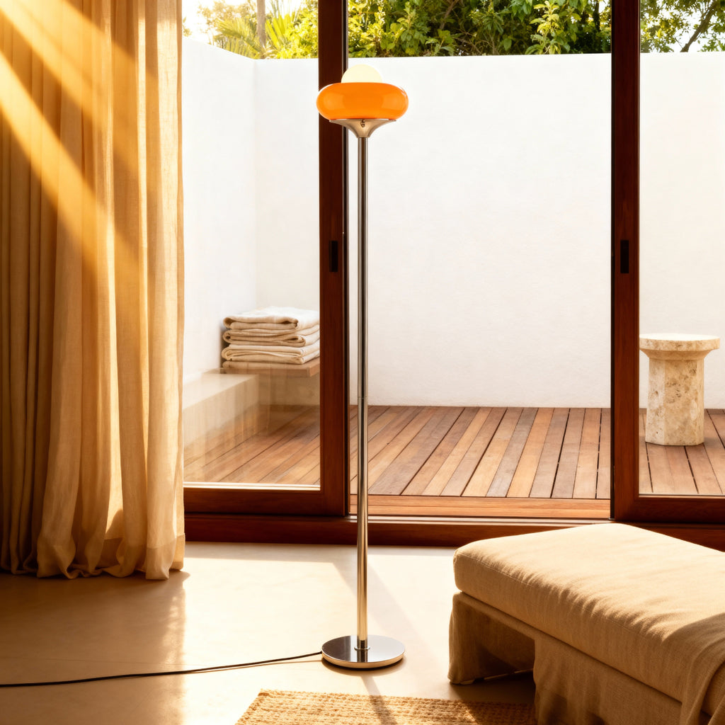 NovaLumen Stylish Modern Glass Standing Floor Lamp With Warm Ambiance | Temsk
