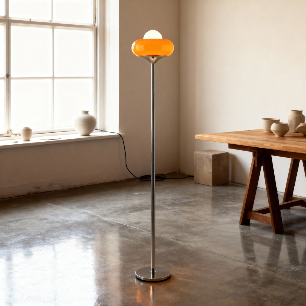 NovaLumen Stylish Modern Glass Standing Floor Lamp With Warm Ambiance | Temsk