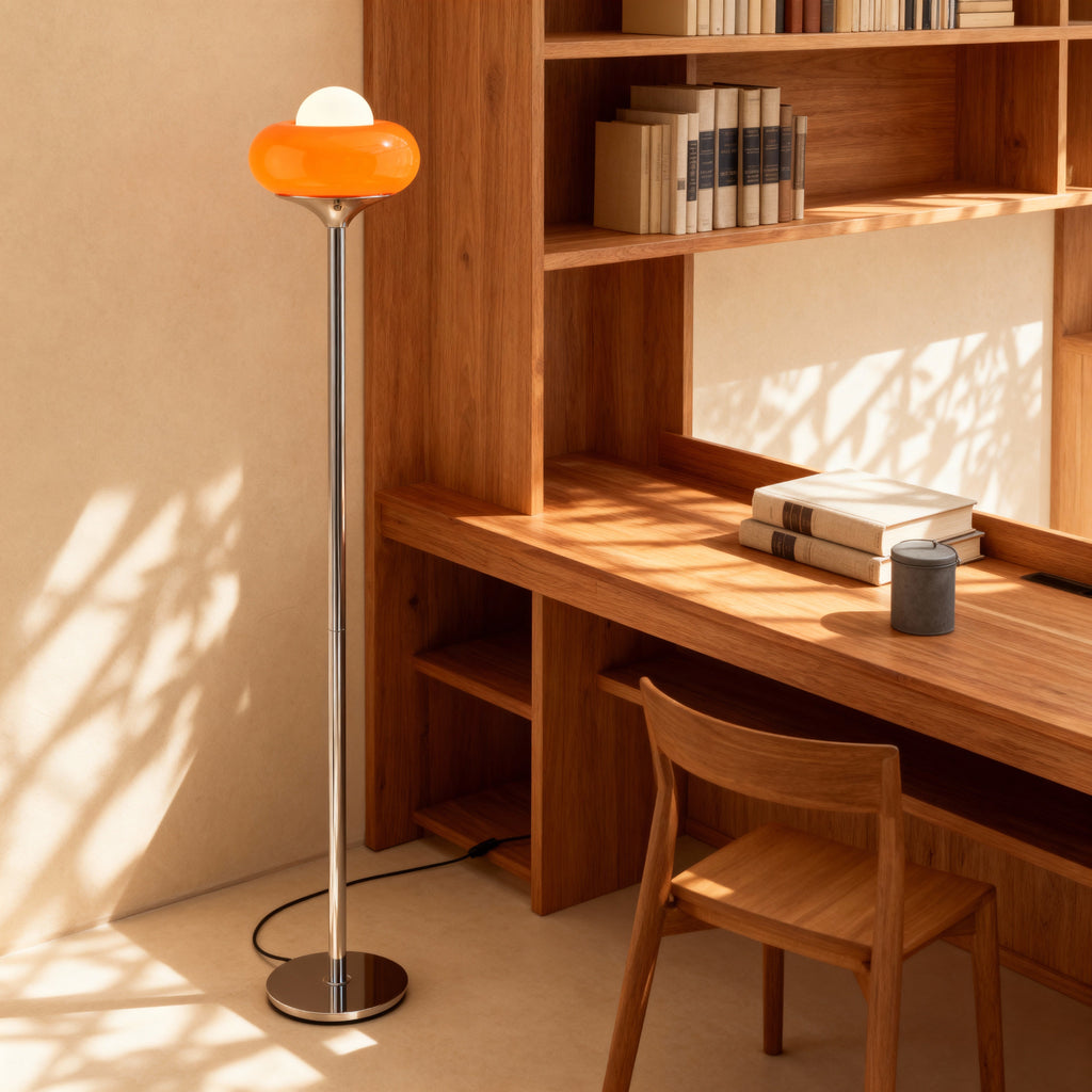 NovaLumen Stylish Modern Glass Standing Floor Lamp With Warm Ambiance | Temsk