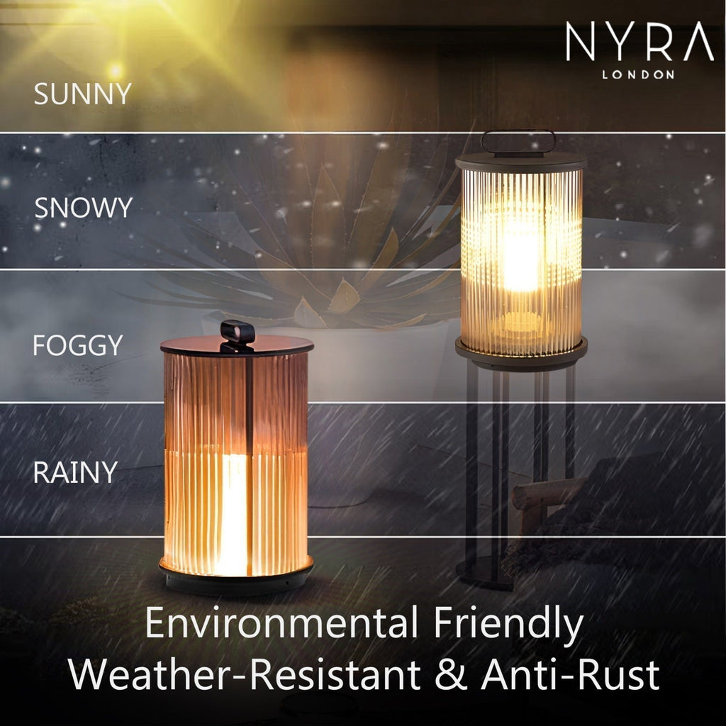 Solmere Ribbed Glass Outdoor Lantern Lamp Waterproof Garden Light | Temsk