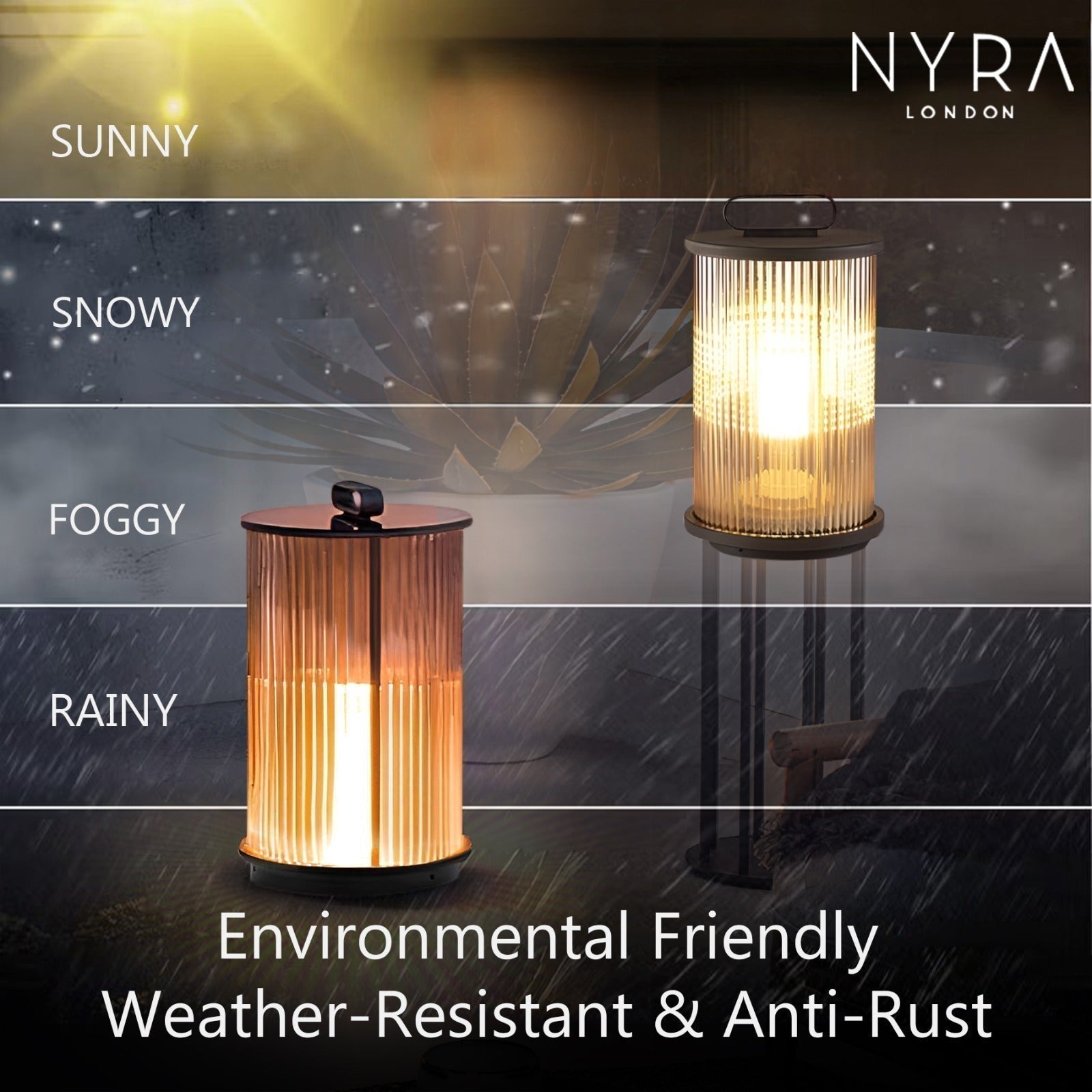 Solmere Ribbed Glass Outdoor Lantern Lamp Waterproof Garden Light | Temsk
