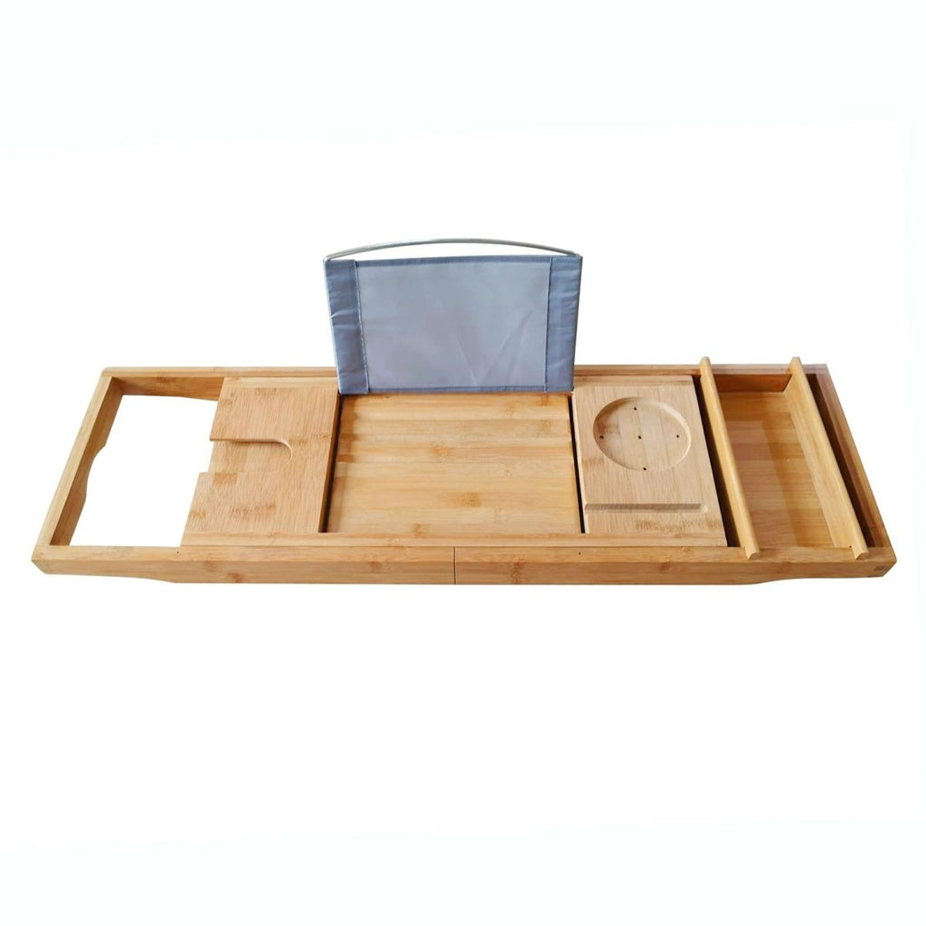 Aria Bamboo Bath Tray With Adjustable Shelf For Relaxation | Temsk