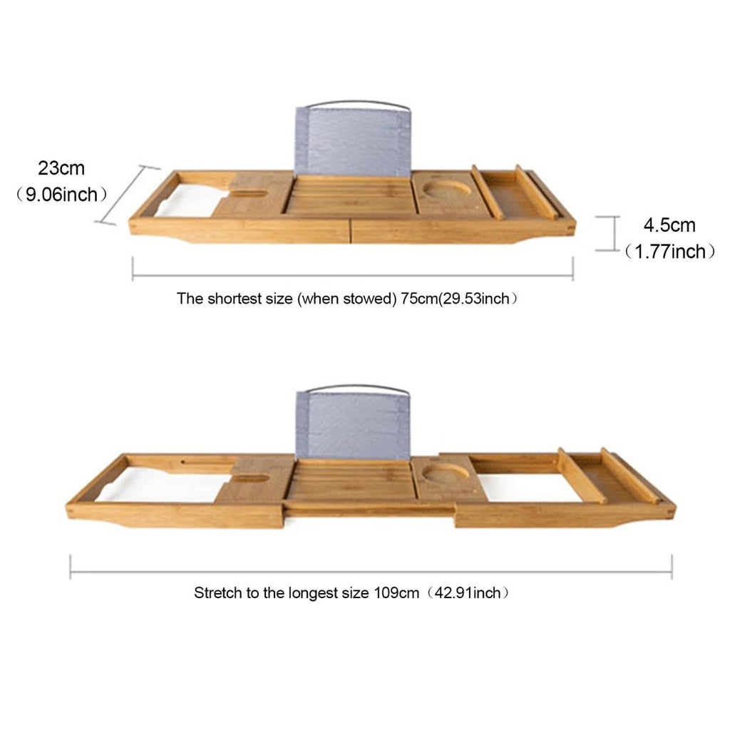 Aria Bamboo Bath Tray With Adjustable Shelf For Relaxation | Temsk