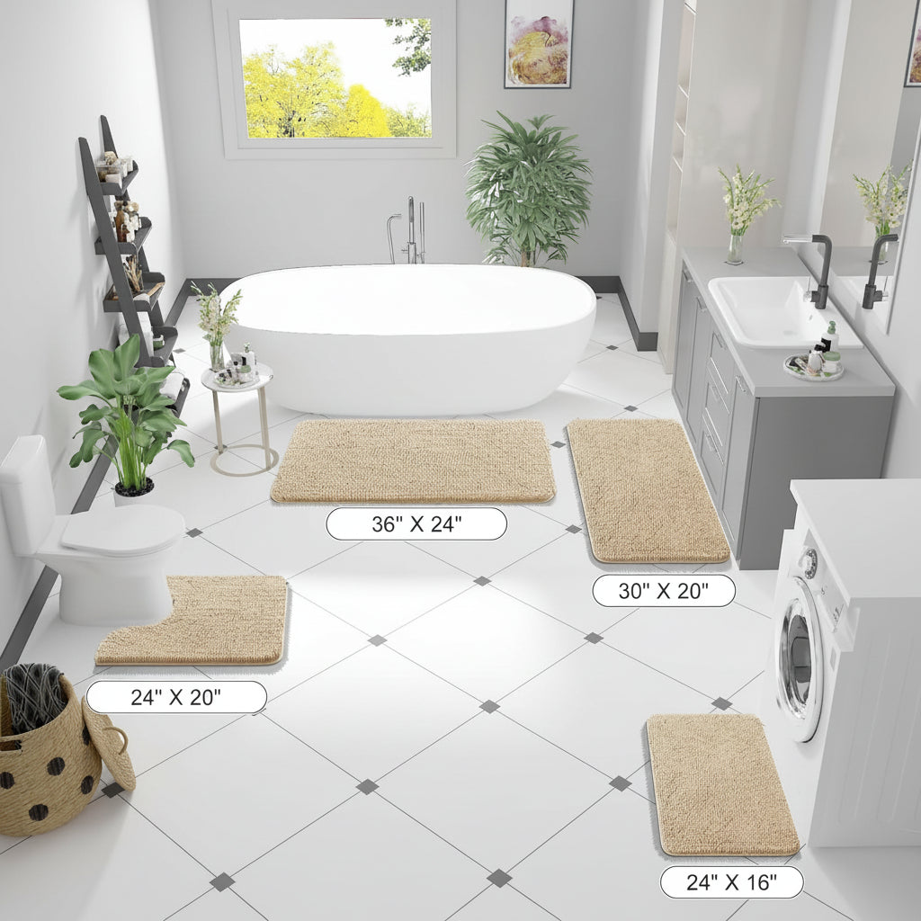 Chenille Bath Rug Absorbent Mat For Bathroom Floor That Stays Put | Temsk