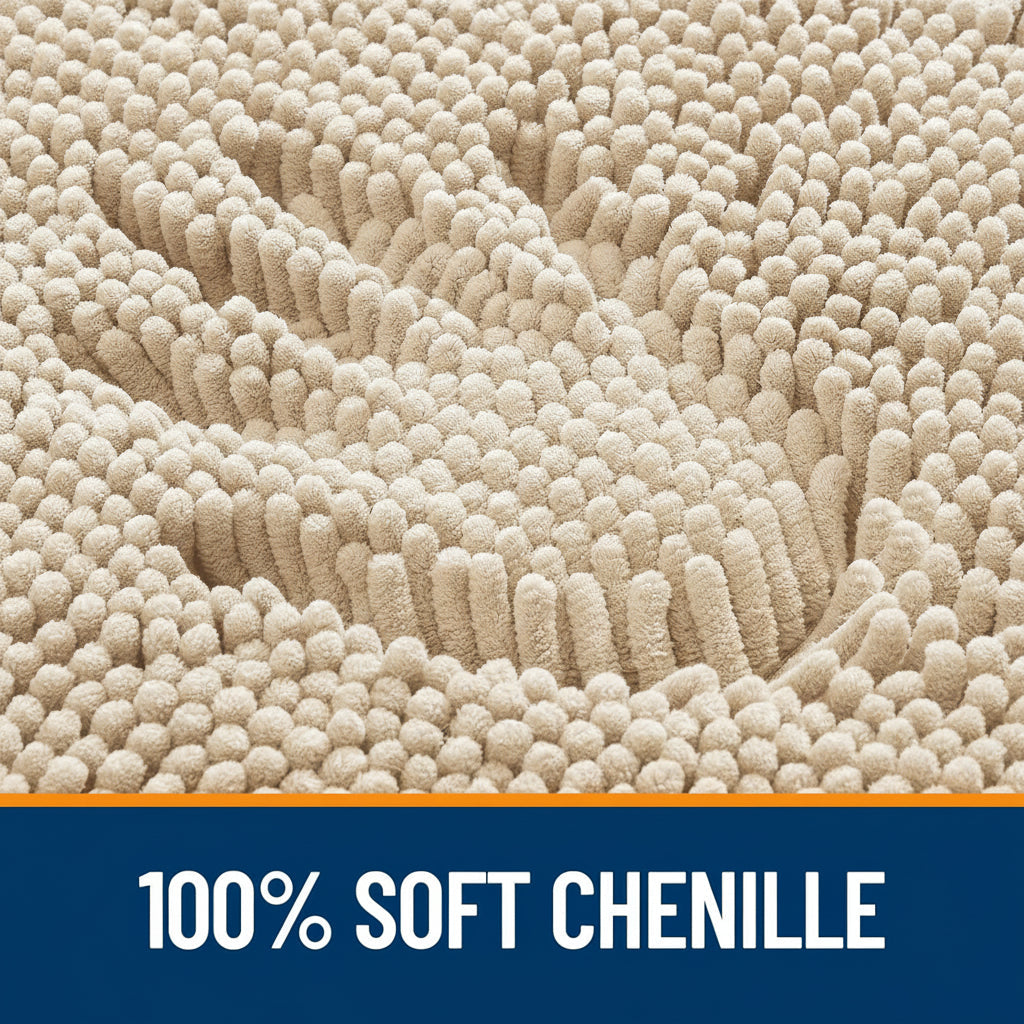 Chenille Bath Rug Absorbent Mat For Bathroom Floor That Stays Put | Temsk