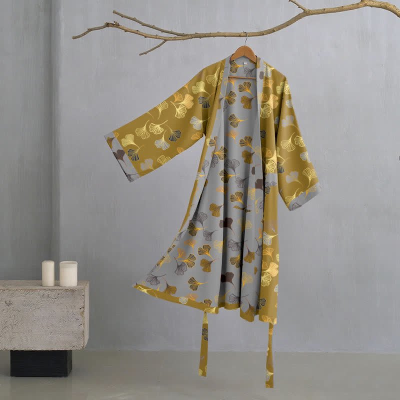 KomiLeaf Reversible Organic Cotton Kimono Bathrobe For Breathable Comfort | Temsk