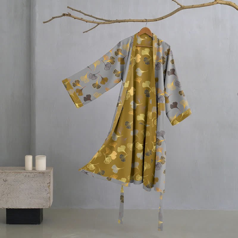 KomiLeaf Reversible Organic Cotton Kimono Bathrobe For Breathable Comfort | Temsk
