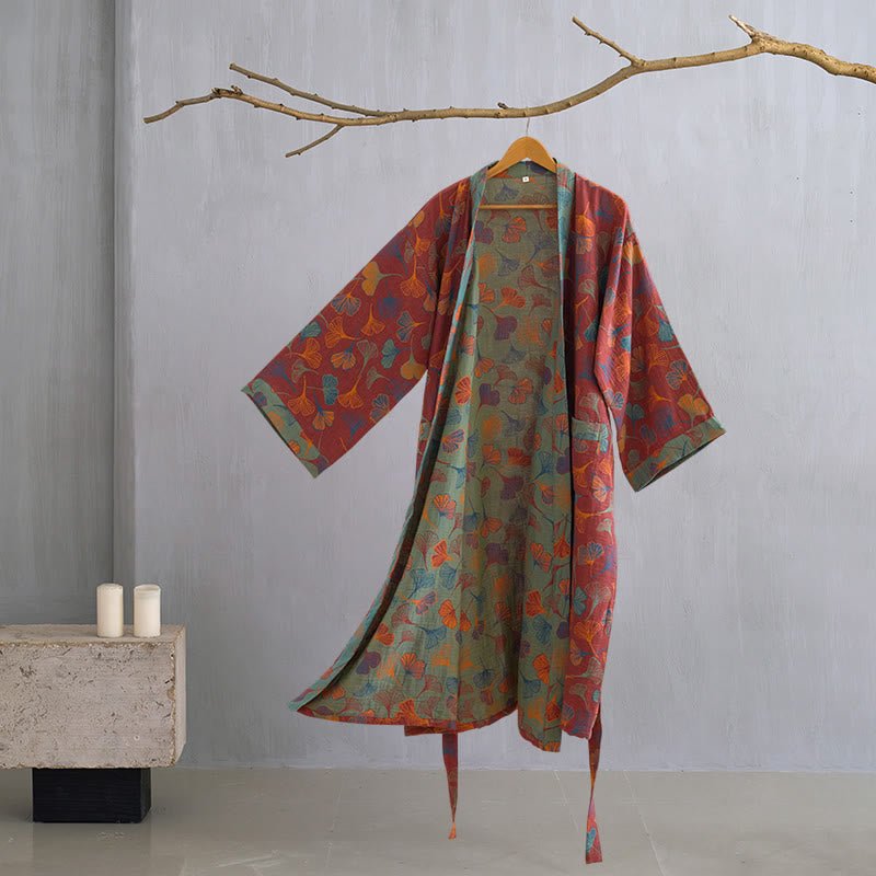 KomiLeaf Reversible Organic Cotton Kimono Bathrobe For Breathable Comfort | Temsk
