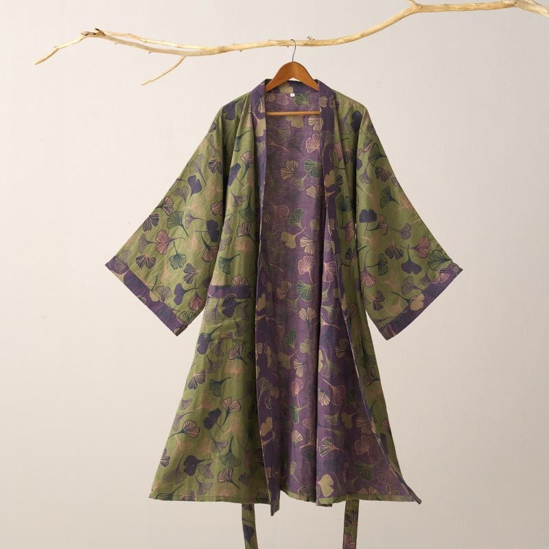 KomiLeaf Reversible Organic Cotton Kimono Bathrobe For Breathable Comfort | Temsk