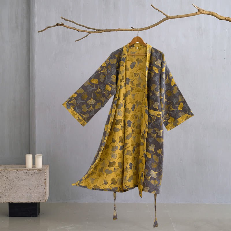 KomiLeaf Reversible Organic Cotton Kimono Bathrobe For Breathable Comfort | Temsk