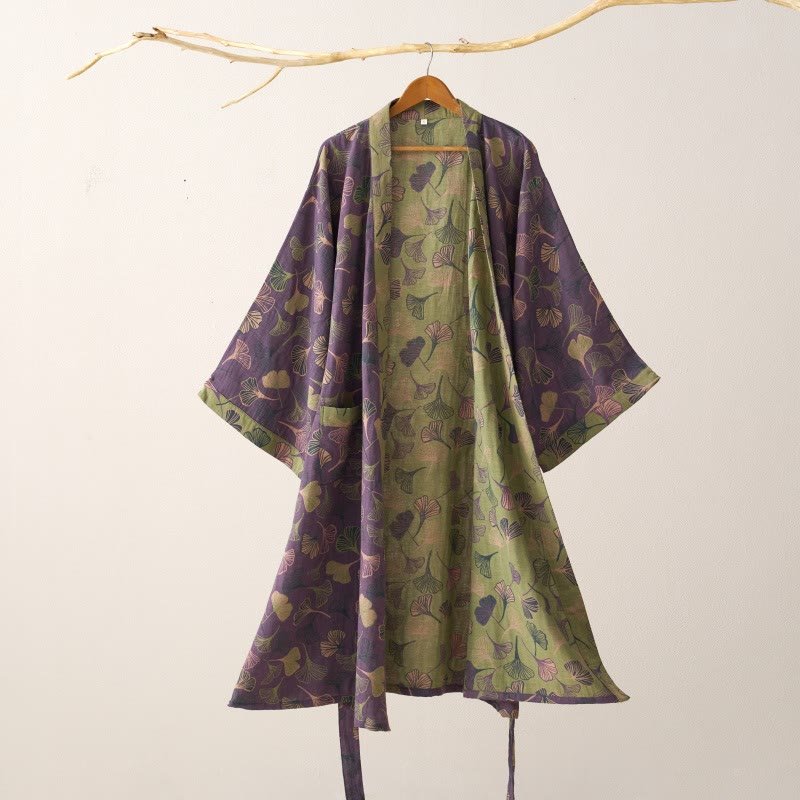 KomiLeaf Reversible Organic Cotton Kimono Bathrobe For Breathable Comfort | Temsk