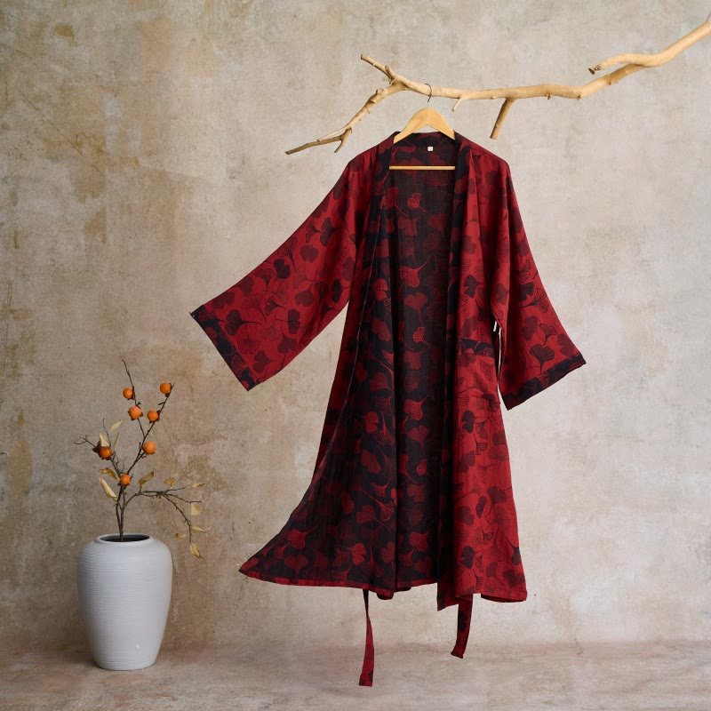 KomiLeaf Reversible Organic Cotton Kimono Bathrobe For Breathable Comfort | Temsk