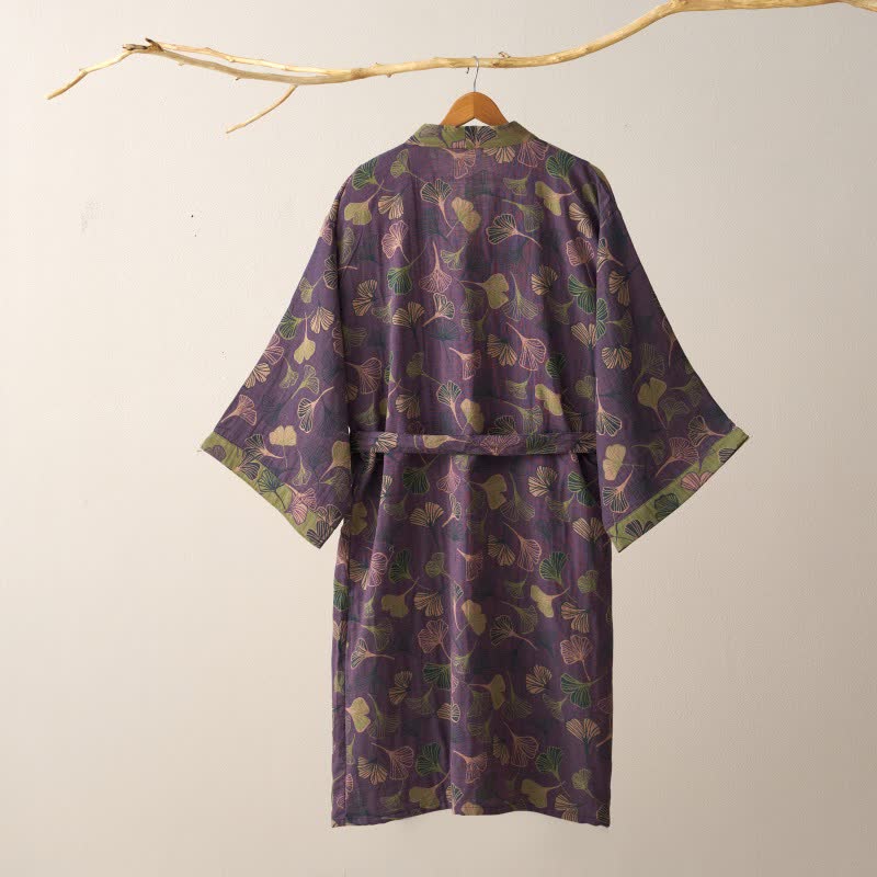 KomiLeaf Reversible Organic Cotton Kimono Bathrobe For Breathable Comfort | Temsk