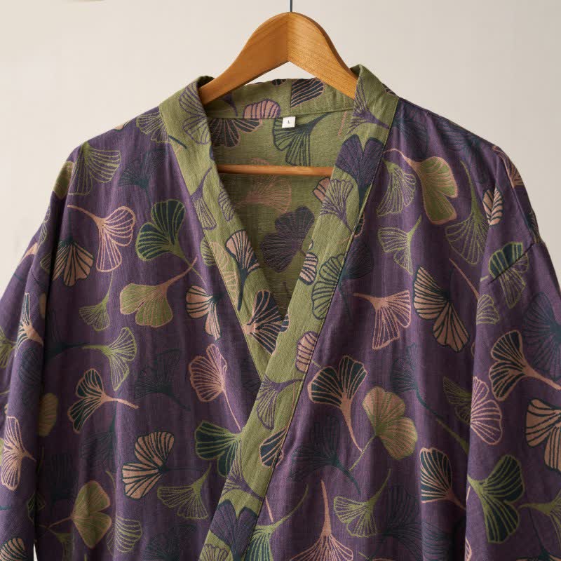 KomiLeaf Reversible Organic Cotton Kimono Bathrobe For Breathable Comfort | Temsk