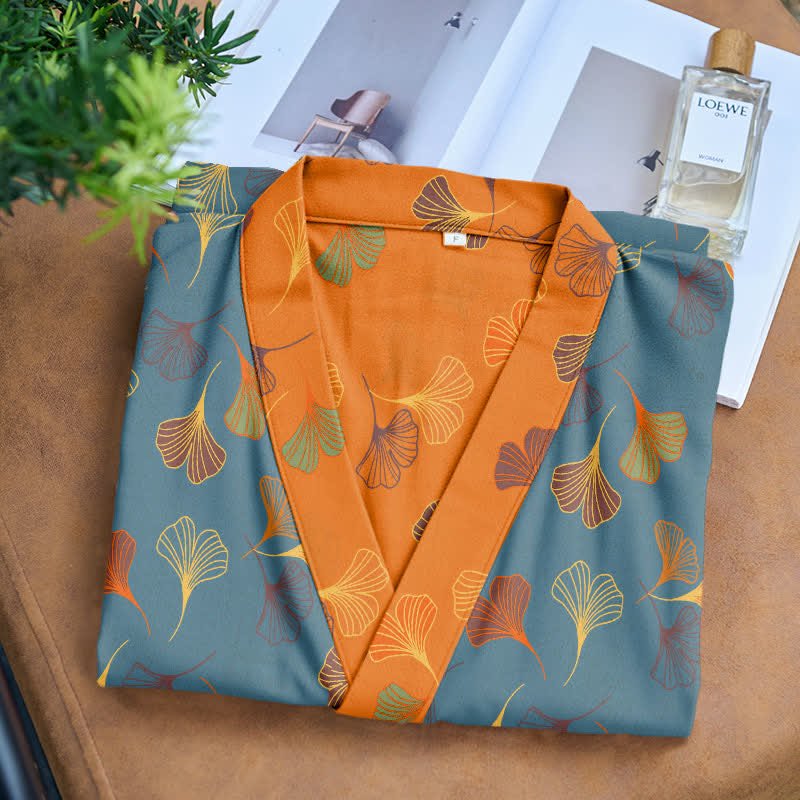 KomiLeaf Reversible Organic Cotton Kimono Bathrobe For Breathable Comfort | Temsk