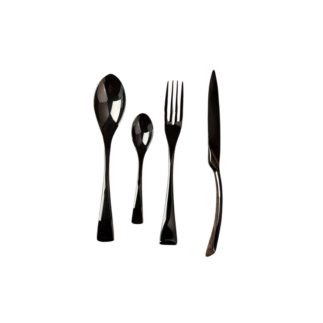NoirLuxe Elegant Black Stainless Steel Cutlery Set | Temsk