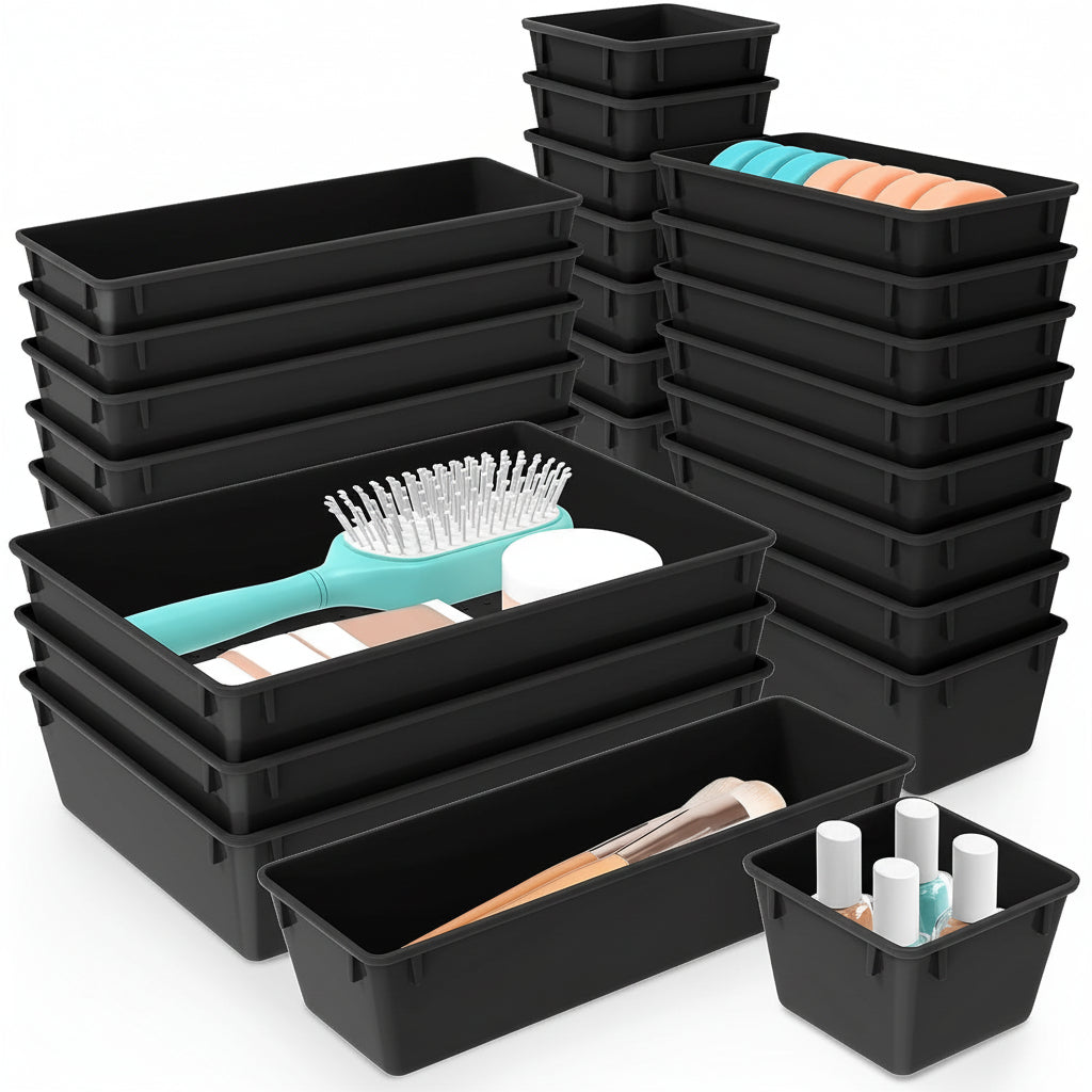 Plastic Drawer Organizer Tray Set For Kitchen, Office And Bathroom | Temsk