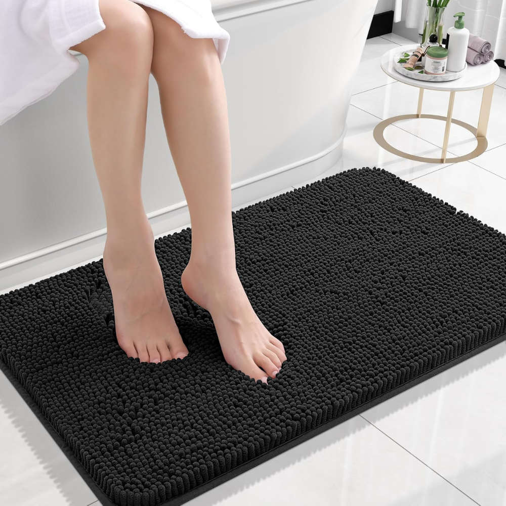 Chenille Bath Rug Absorbent Mat For Bathroom Floor That Stays Put | Temsk