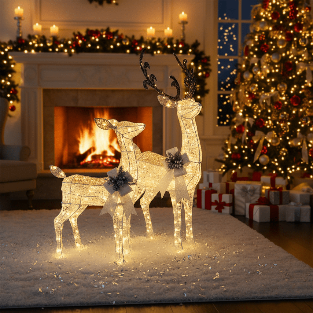 LumenHooves Decorative LED Reindeer Figures For Indoor And Garden Decor | Temsk