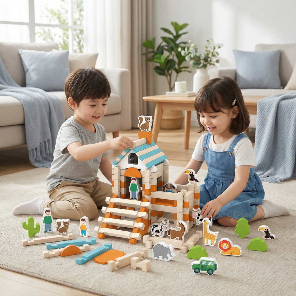 Montessori Wooden Blocks Playset For Creative Kids | Temsk