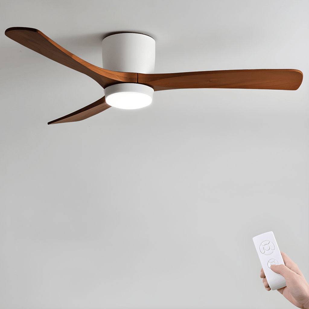 Nordora Modern LED Ceiling Fan With Sleek Wood Finish And Gentle Lighting | Temsk