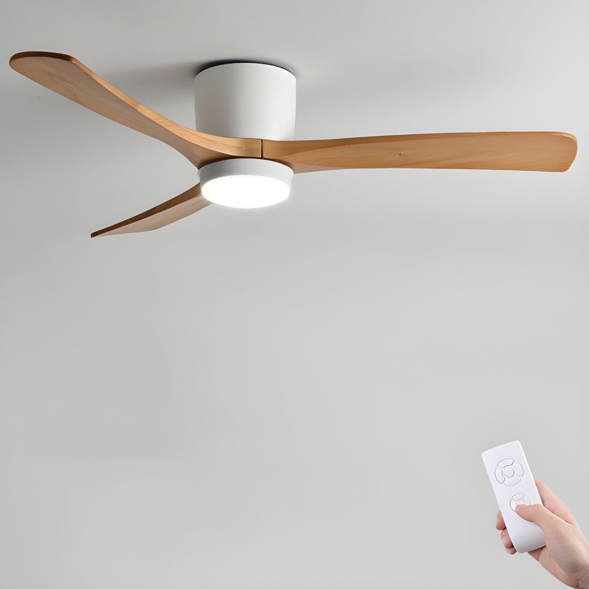 Nordora Modern LED Ceiling Fan With Sleek Wood Finish And Gentle Lighting | Temsk
