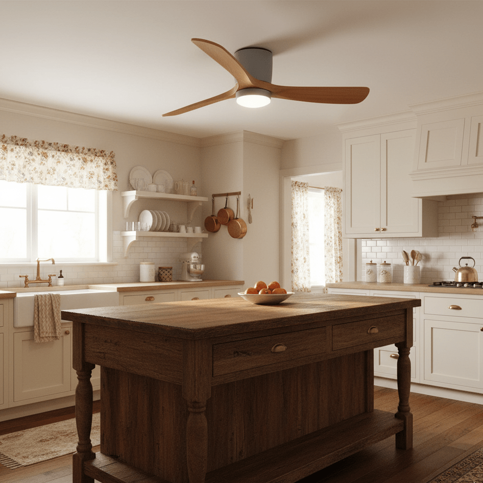 Nordora Modern LED Ceiling Fan With Sleek Wood Finish And Gentle Lighting | Temsk