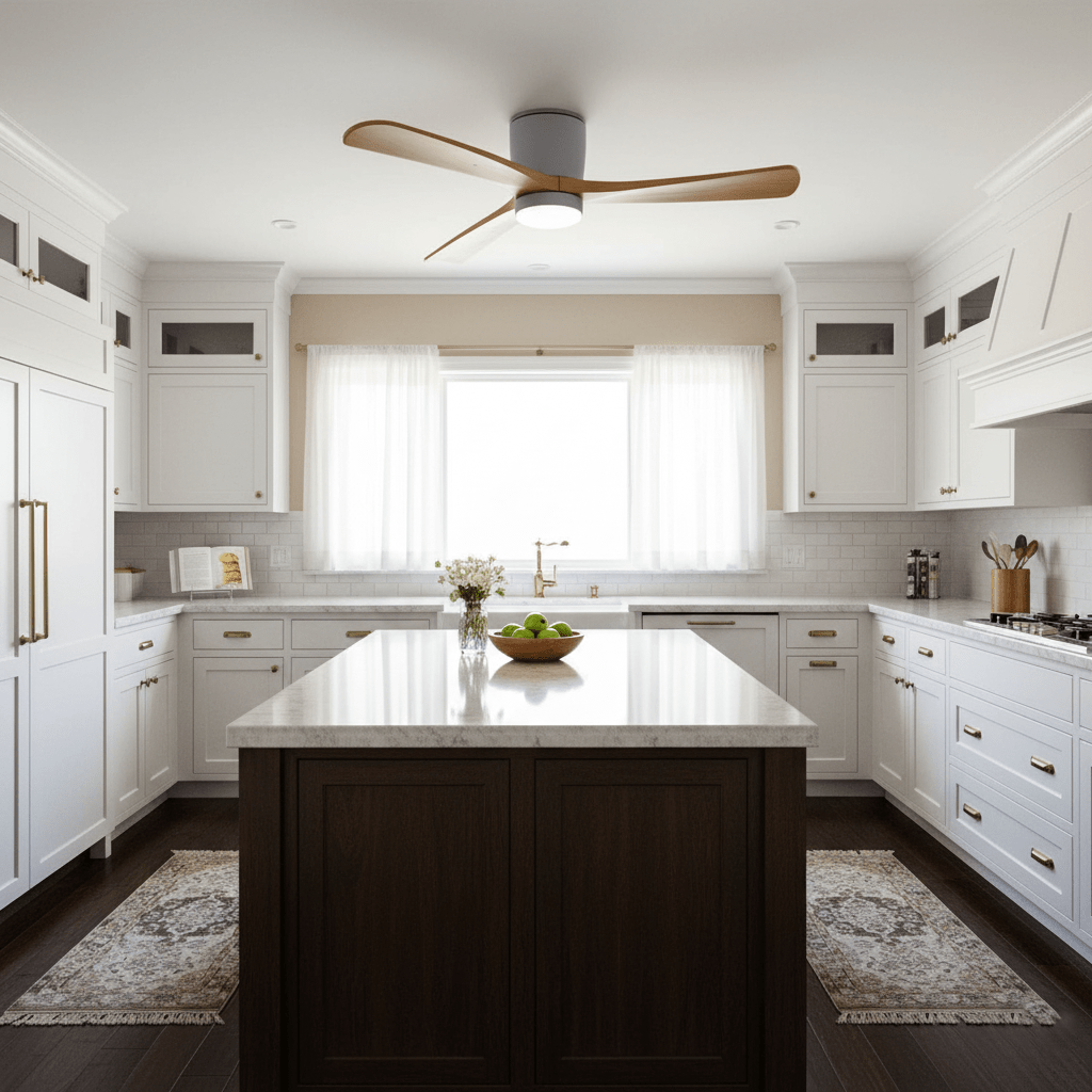 Nordora Modern LED Ceiling Fan With Sleek Wood Finish And Gentle Lighting | Temsk