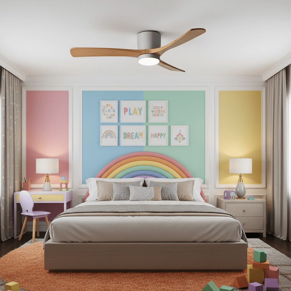 Nordora Modern LED Ceiling Fan With Sleek Wood Finish And Gentle Lighting | Temsk