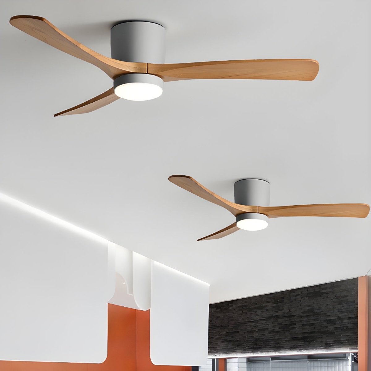 Nordora Modern LED Ceiling Fan With Sleek Wood Finish And Gentle Lighting | Temsk