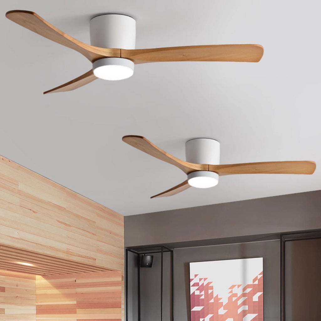 Nordora Modern LED Ceiling Fan With Sleek Wood Finish And Gentle Lighting | Temsk