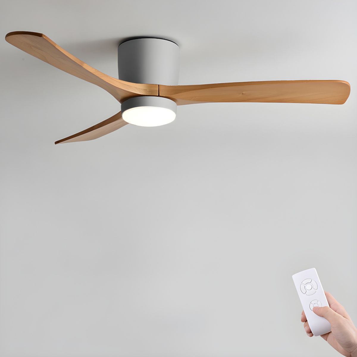 Nordora Modern LED Ceiling Fan With Sleek Wood Finish And Gentle Lighting | Temsk