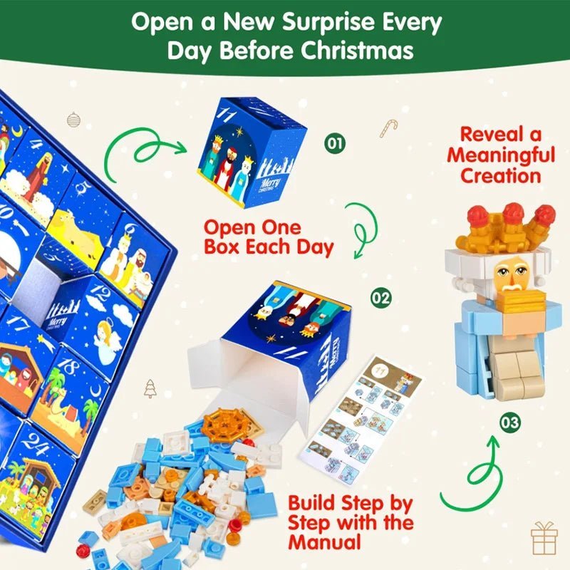 ArtisanJoy Advent Calendar Nativity Build Set For Families 24 Blocks | Temsk
