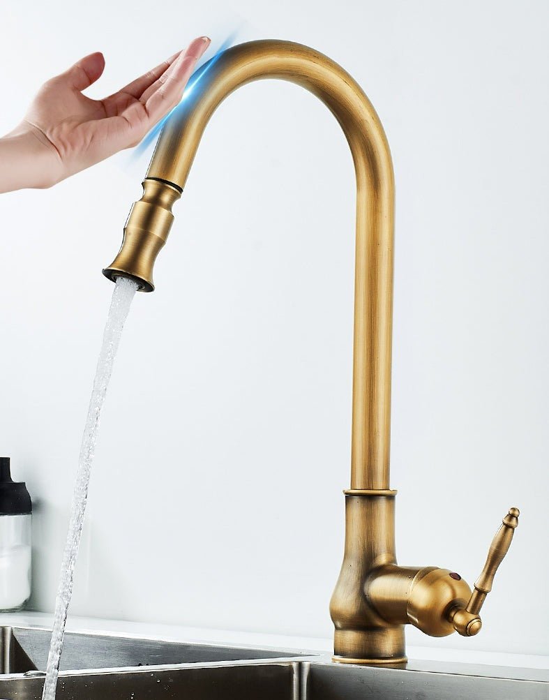 NovaFlow Kitchen Faucet With Pull-Out Function In Antique Bronze And Touch Sensor | Temsk