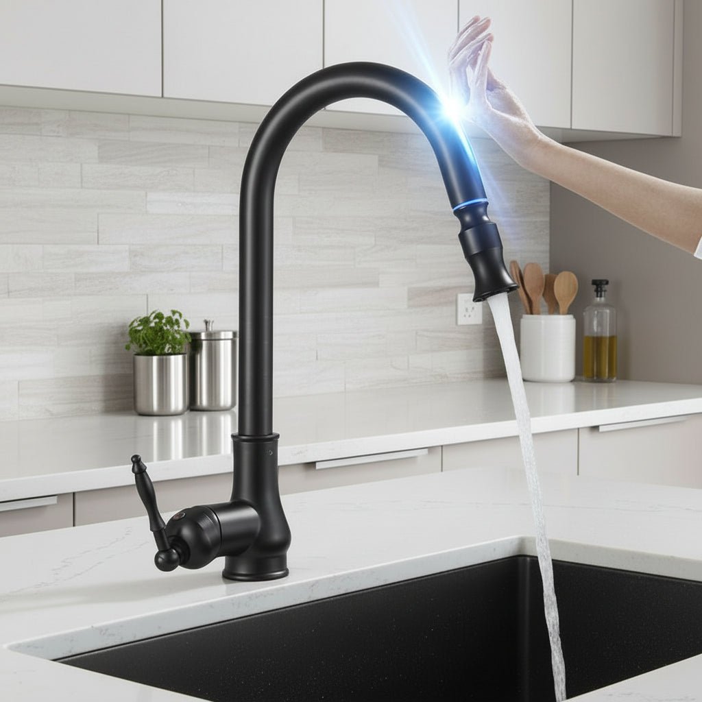NovaFlow Kitchen Faucet With Pull-Out Function In Antique Bronze And Touch Sensor | Temsk