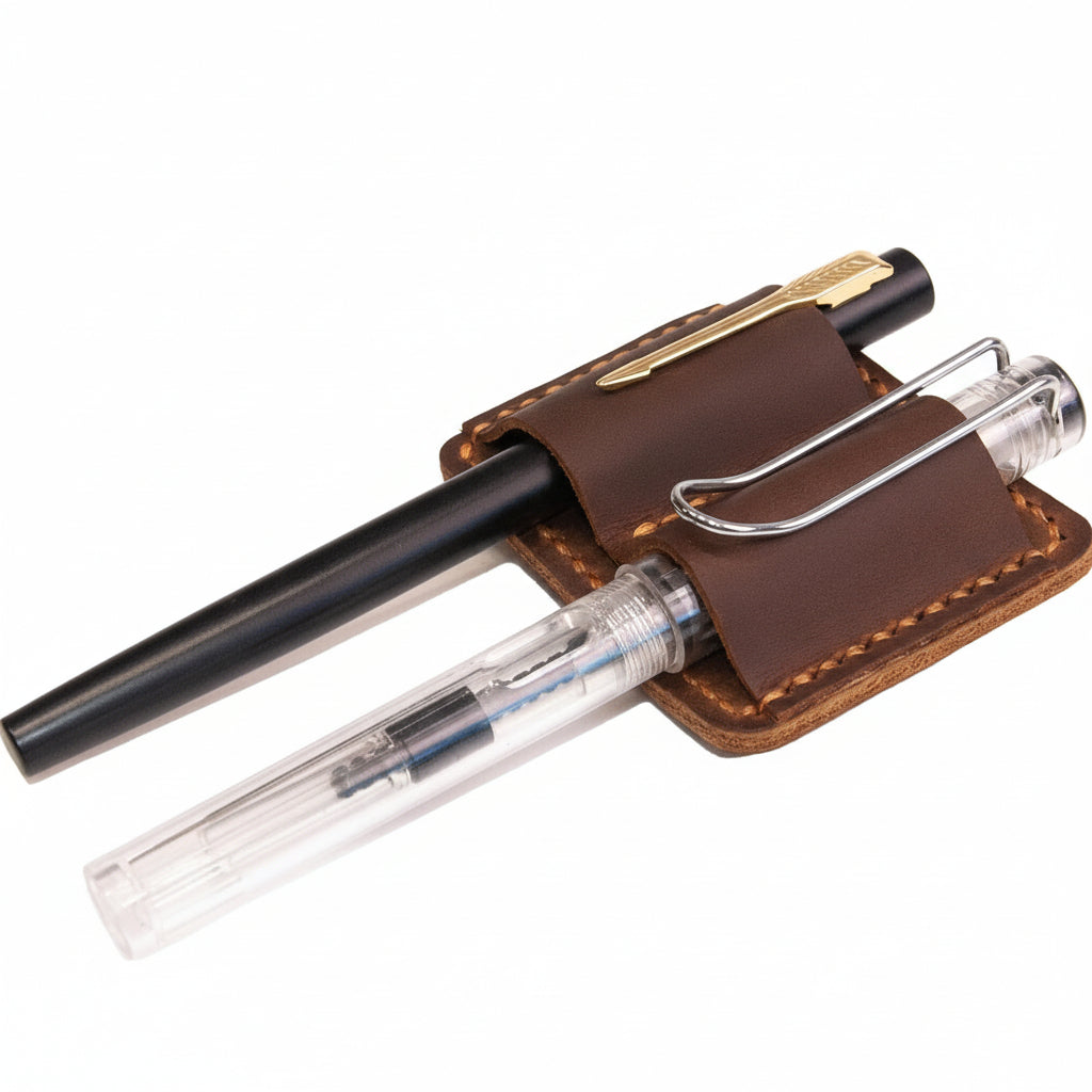 Full Grain Leather Journal Clip Pen Holder Accessory | Temsk