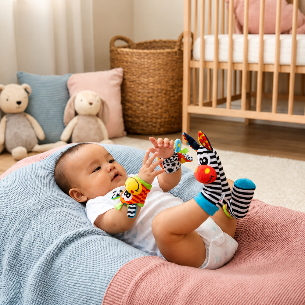 Baby-Socken-Rassel-Armband-Set für sensorisches Spiel | Temsk