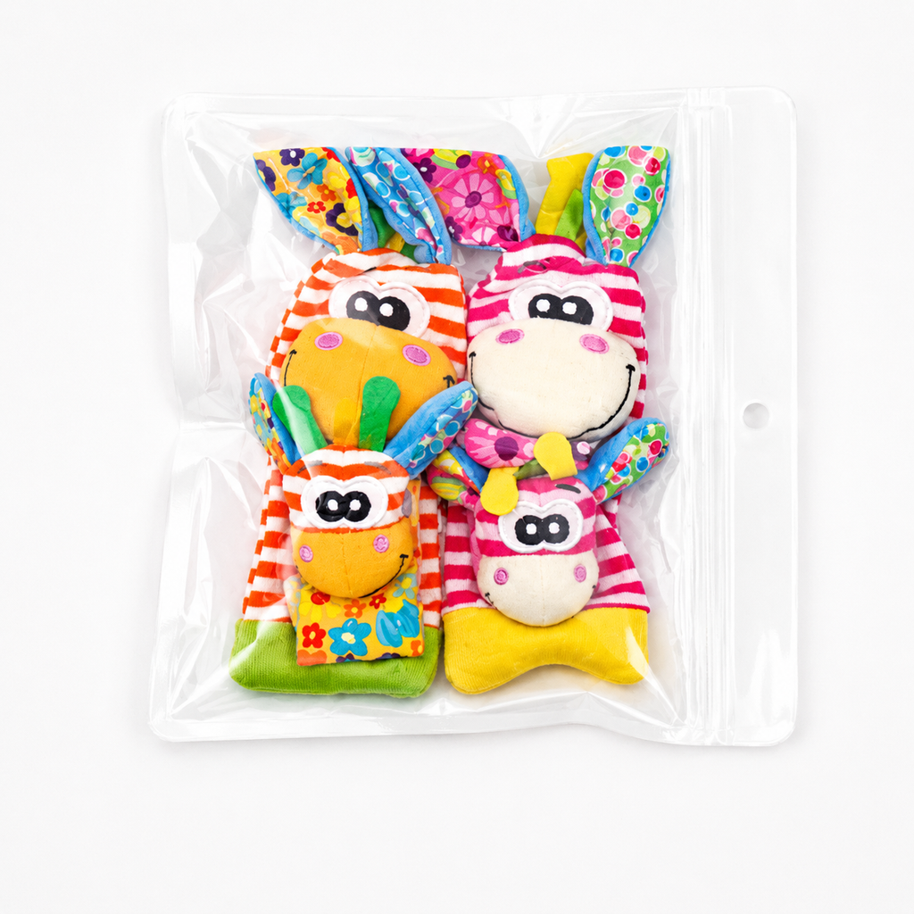 Weiche Plüsch-Babysocken mit sensorischen Handgelenkbändern für kleine Hände | Temsk