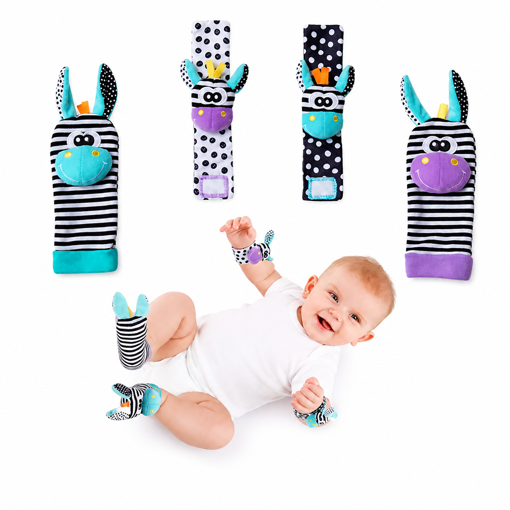 Weiche Plüsch-Babysocken mit sensorischen Handgelenkbändern für kleine Hände | Temsk