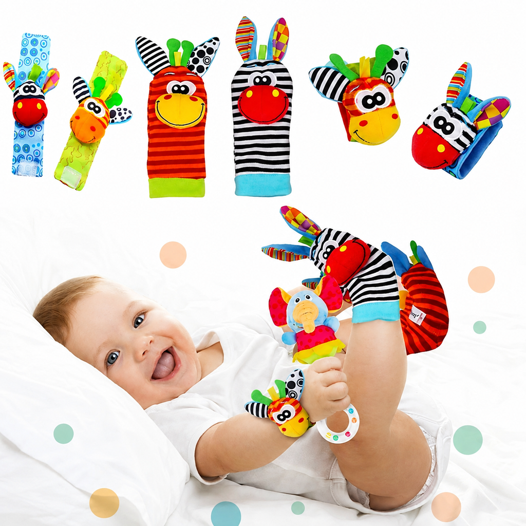 Weiche Plüsch-Babysocken mit sensorischen Handgelenkbändern für kleine Hände | Temsk