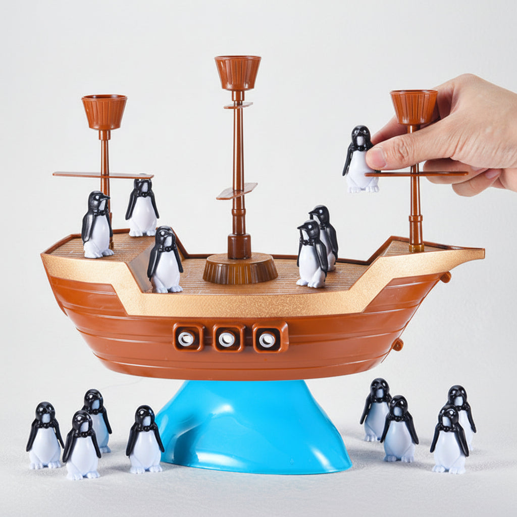 Penguin Stacking Balance Board Game For Kids On A Pirate Ship | Temsk